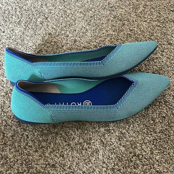 Rothy's Aquamarine Point Retired Flats Rare - Picture 2 of 5